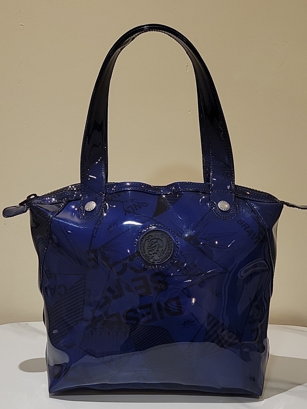 Vintage Diesel Navy Blue PVC Tote Bag